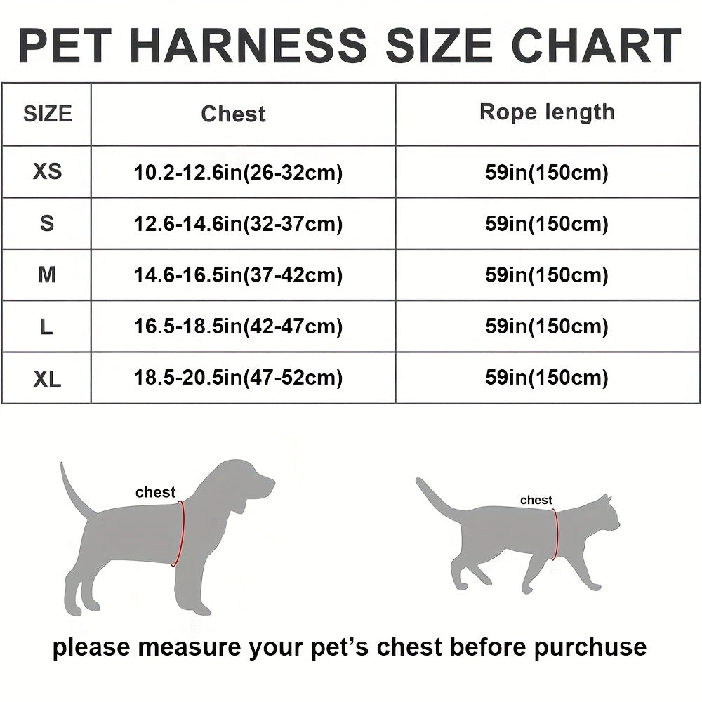 Cat Harness and Leash Set - Escape-Proof Soft Breathable Vest with Reflective Strips for Safe Cat Walking & Travel, Adjustable Kitten Harness for Outdoor Use, 6 Colors 4 Sizes (XS/S/M/L)