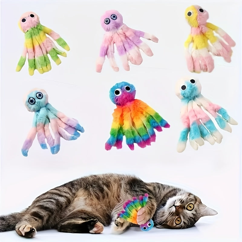 Octopus Plush Cat Toy – 1, 3, or 5-Pack Soft Kicking & Chewing Toy for Indoor Cats, Teaser Wand Replacement Head, Multiple Colors for Interactive Kick & Bite Play