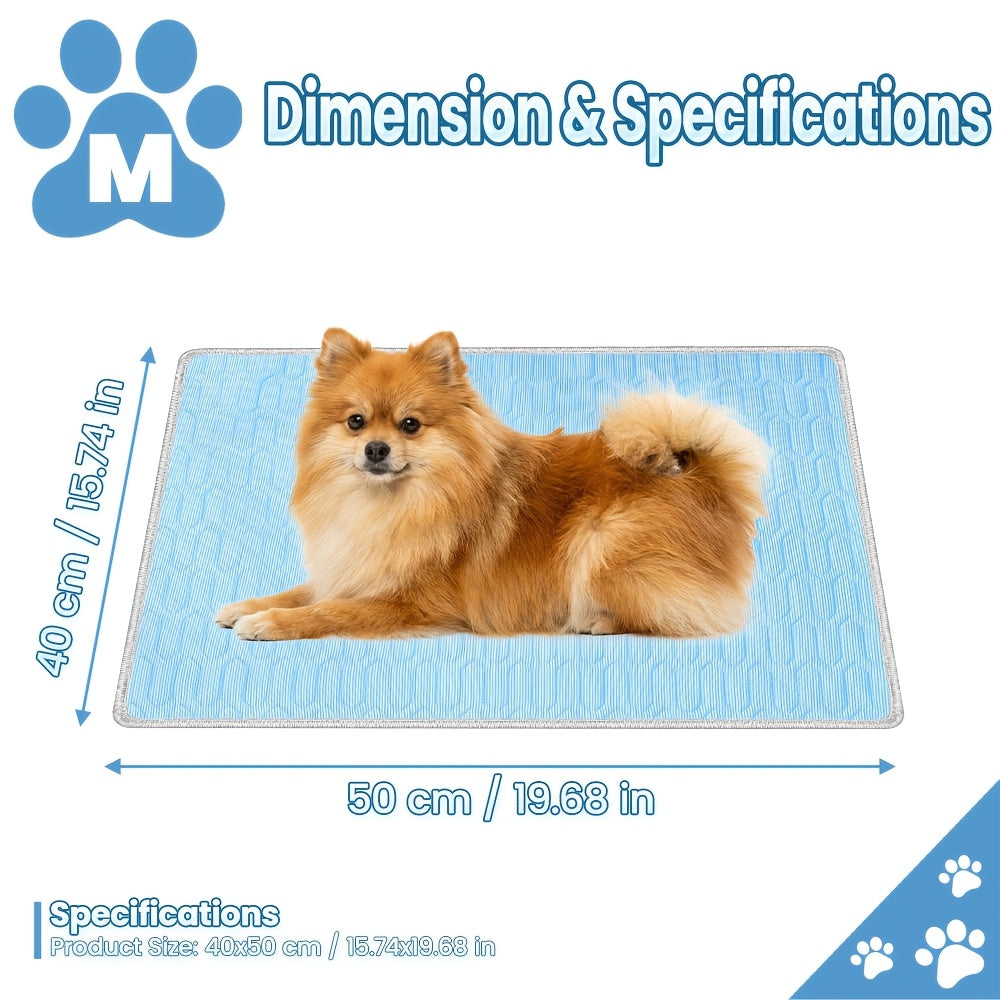 2026 Upgraded Summer Pet Cooling Mat - Ice-Cool Sweat Absorbent Sleeping Pad for Cats & Dogs, Keeps Pets Cool All Summer, 3 Sizes M/L/XL for Small Medium & Large Pets (Blue)
