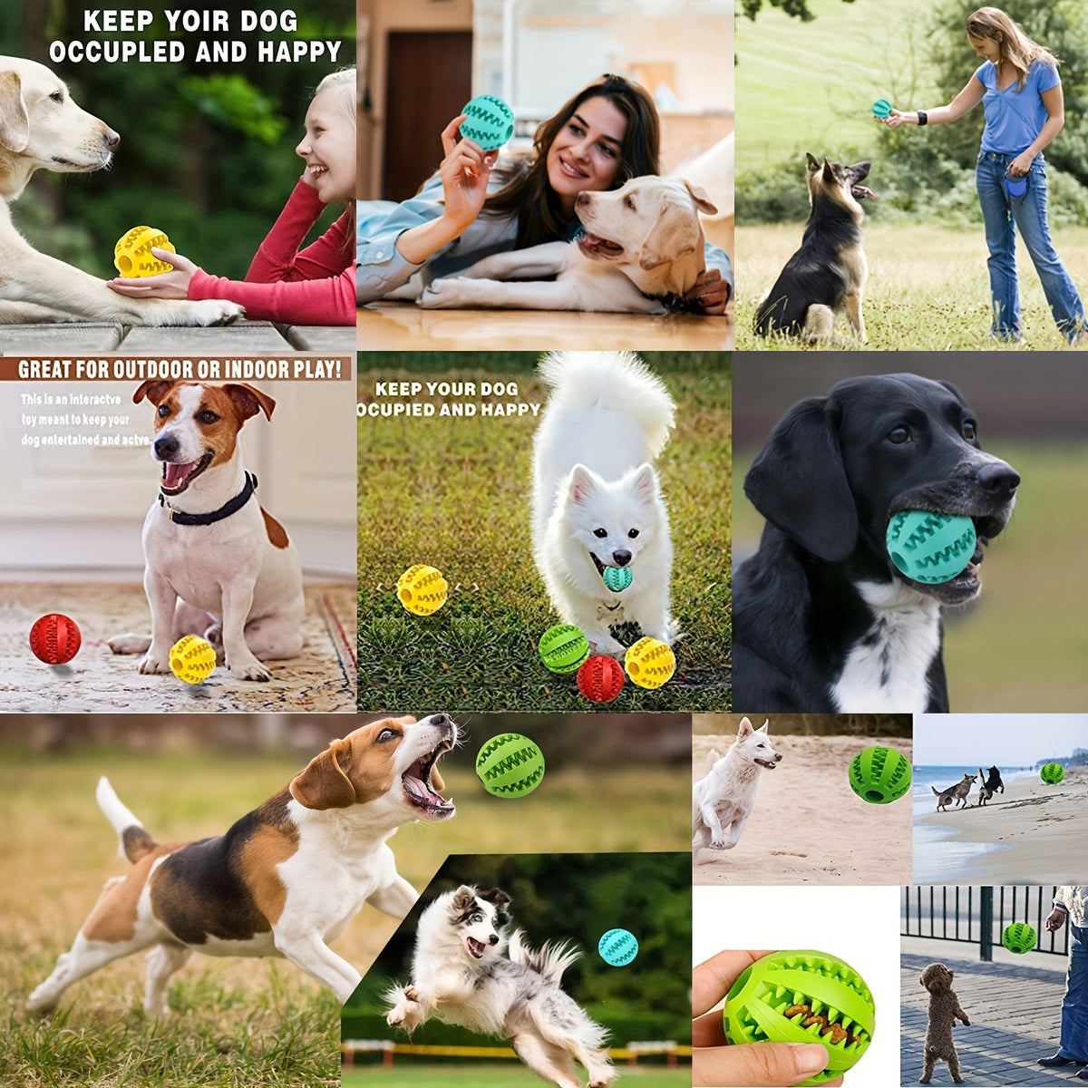 Treat Leaking Ball for Dogs & Cats – Interactive Slow Feeder Puzzle Toy for Mental Enrichment, Molar Teeth Cleaning & Bite Training, Educational Food Dispensing Ball, 2 Sizes, Random Colors