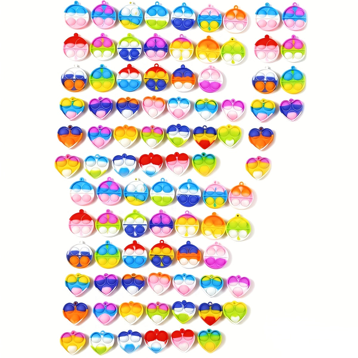 Bulk Sensory Fidget Keychain Party Favors for Kids - 24 / 50 / 90pcs Multicolor Keychains with Hanging Loop, Goodie Bag Fillers, Birthday Party Prizes, Classroom Rewards & Halloween Treat Bag Stuffers