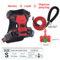 4-Piece Dog Harness and Leash Set No-Pull No-Choke Reflective Oxford Vest Harness with Leash Poop Bag Dispenser Easy Control Handle for Medium Large Dogs Outdoor Training Walking