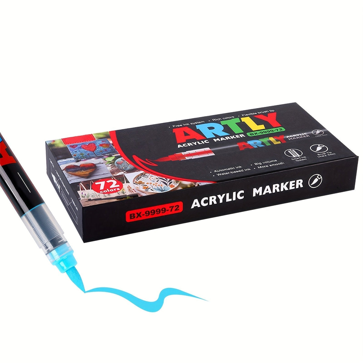 Acrylic Paint Markers Brush Tip – 12/24/36/48/60/72/120/168 Colors for Rock, Metal, Glass, Wood, Canvas, Ceramic & Plastic, DIY Hand-Painting Art Supplies, Back to School Halloween Christmas Birthday Gift