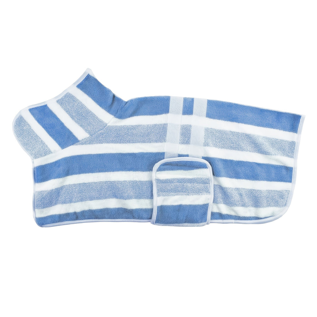 Quick-Dry Dog Bath Robe Towel Wrap for Small Medium Large Dogs Adjustable Snap Closure All-Season Post-Bath Drying Gown Machine Washable Pet Bathrobe