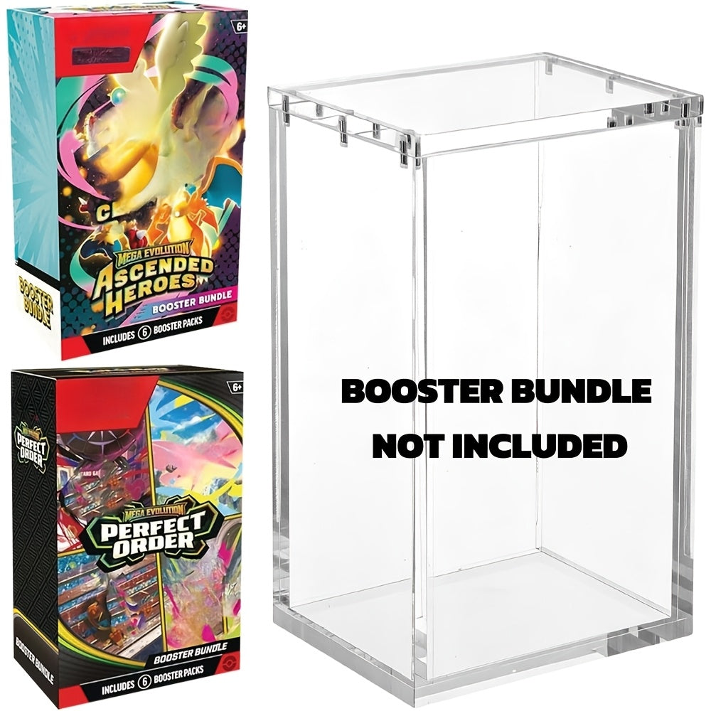 ETB Acrylic Display Case with 99% UV Block & Magnetic Lid - Clear Stackable Protector Box for Pokemon Elite Trainer Box & Booster Bundle Collectors, 6mm Thick, UV Resistant (ETB Not Included)