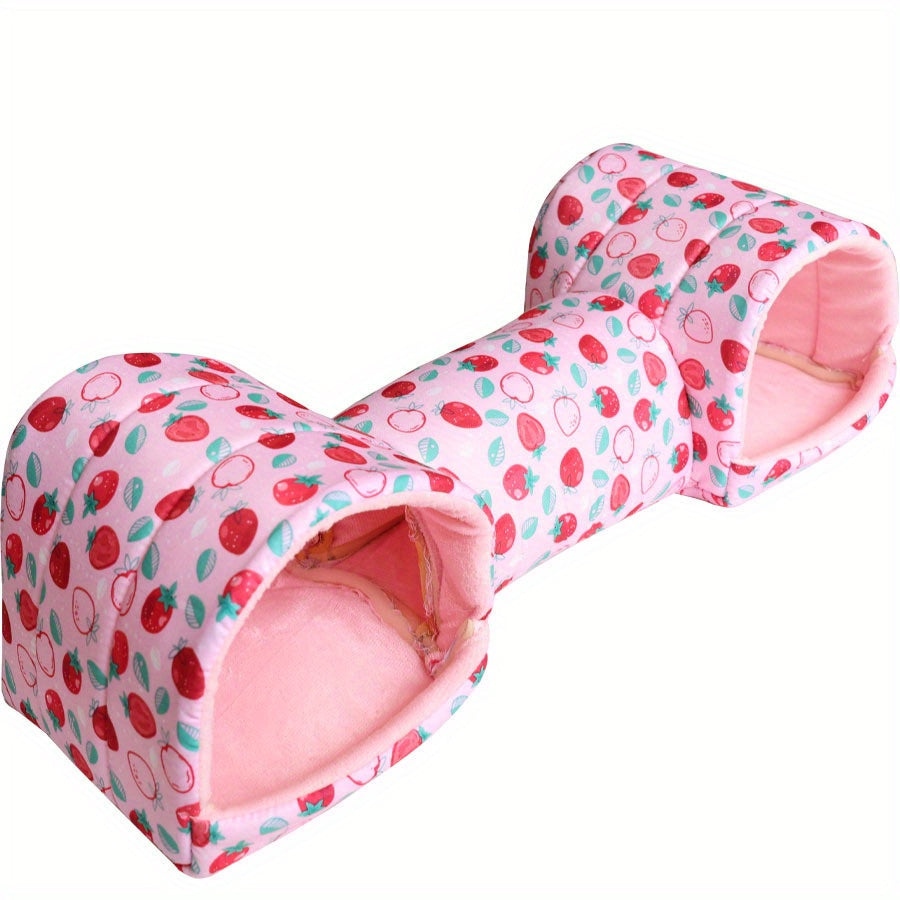 Hamster Hideout Tunnel Villa for Small Pets, All-Season Polyester Nest with Tunnel for Guinea Pigs, Sugar Gliders & Small Animals, Cozy Plush Hideout House for Hamsters, Warm Small Pet Sleeping Bed