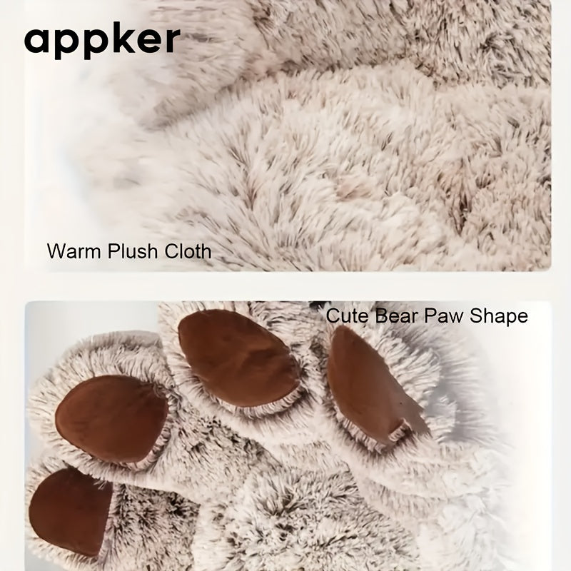 Round Plush Calming Pet Bed for Cats and Medium Dogs - Washable Faux Fur Anti-Slip Fluffy Dog Cat Kennel, Warm Winter Sleeping Sofa Bed Mat for Indoor Animals