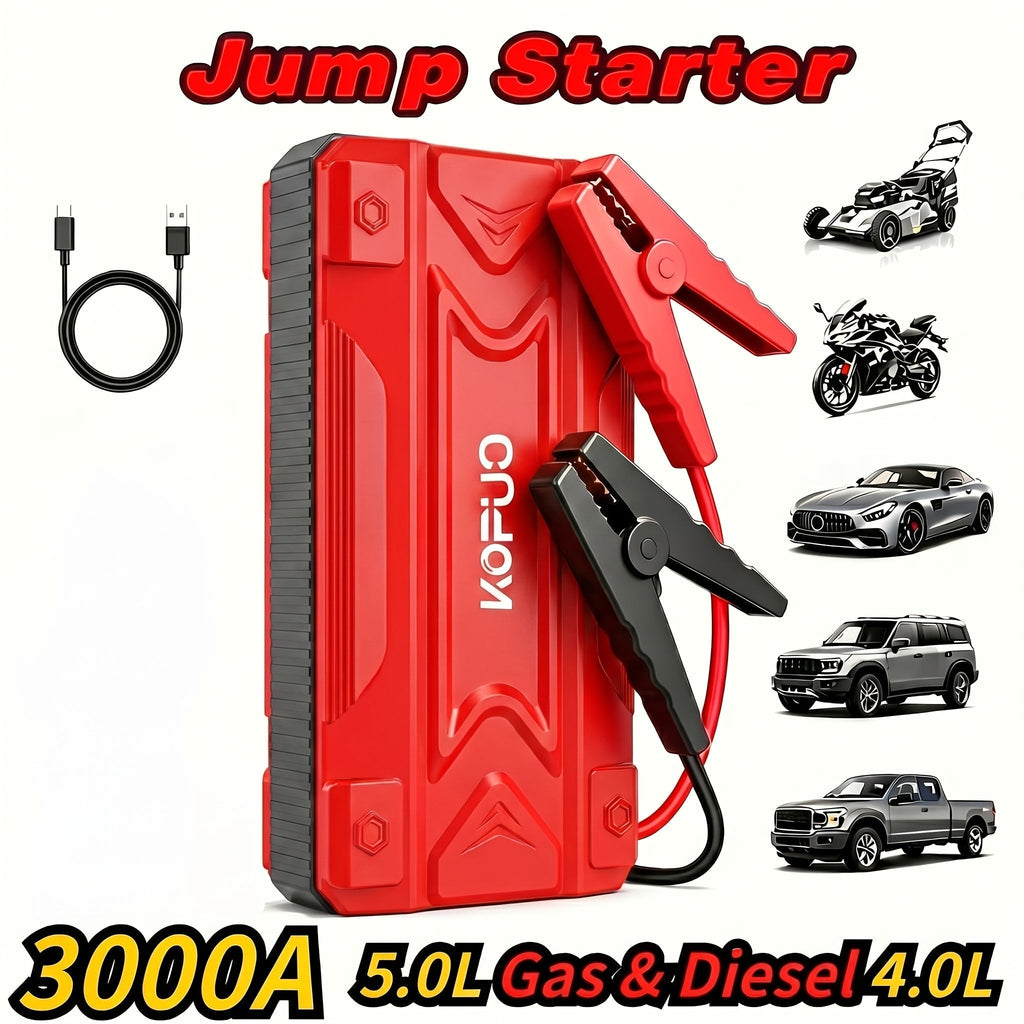Portable Car Jump Starter with Air Compressor 20000A Peak 7-in-1 Battery Booster Pack with 150PSI Tire Inflator, Power Bank, LED Light & LCD Display – 12V Emergency Roadside Kit for Car SUV Truck