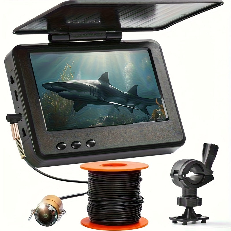 Fish Finder with HD Underwater Camera 4.3 Inch Screen 140 Degree Wide Angle Lens Fish Attracting Light Portable Fishing Viewing Set for Ice Fishing Lake River