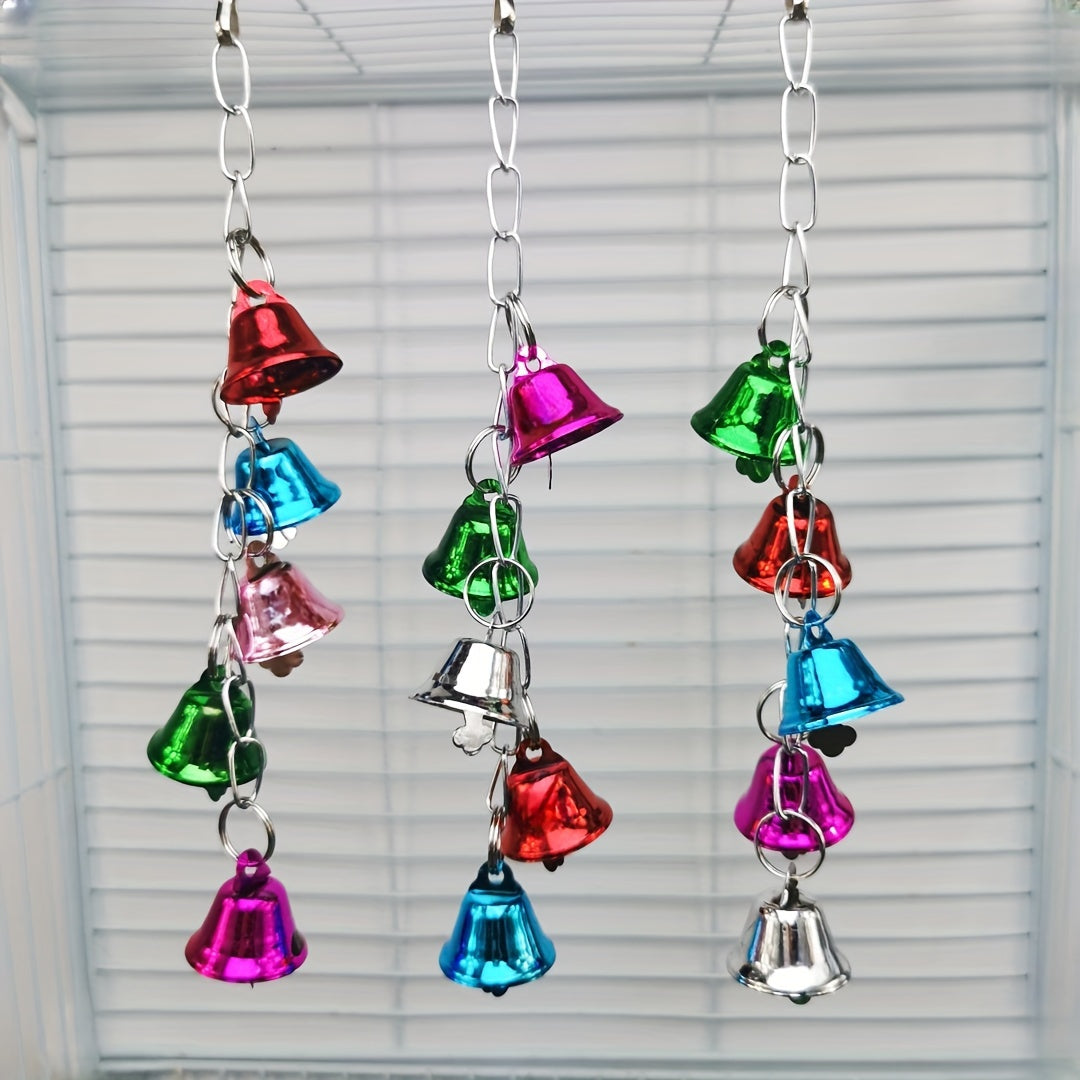 Parrot Bell Toy Hanging Swing Bird Cage Accessory Colorful Random Color Interactive Chew Toy for Cockatiels Budgies Parakeets Lovebirds Small Parrots – 1pc