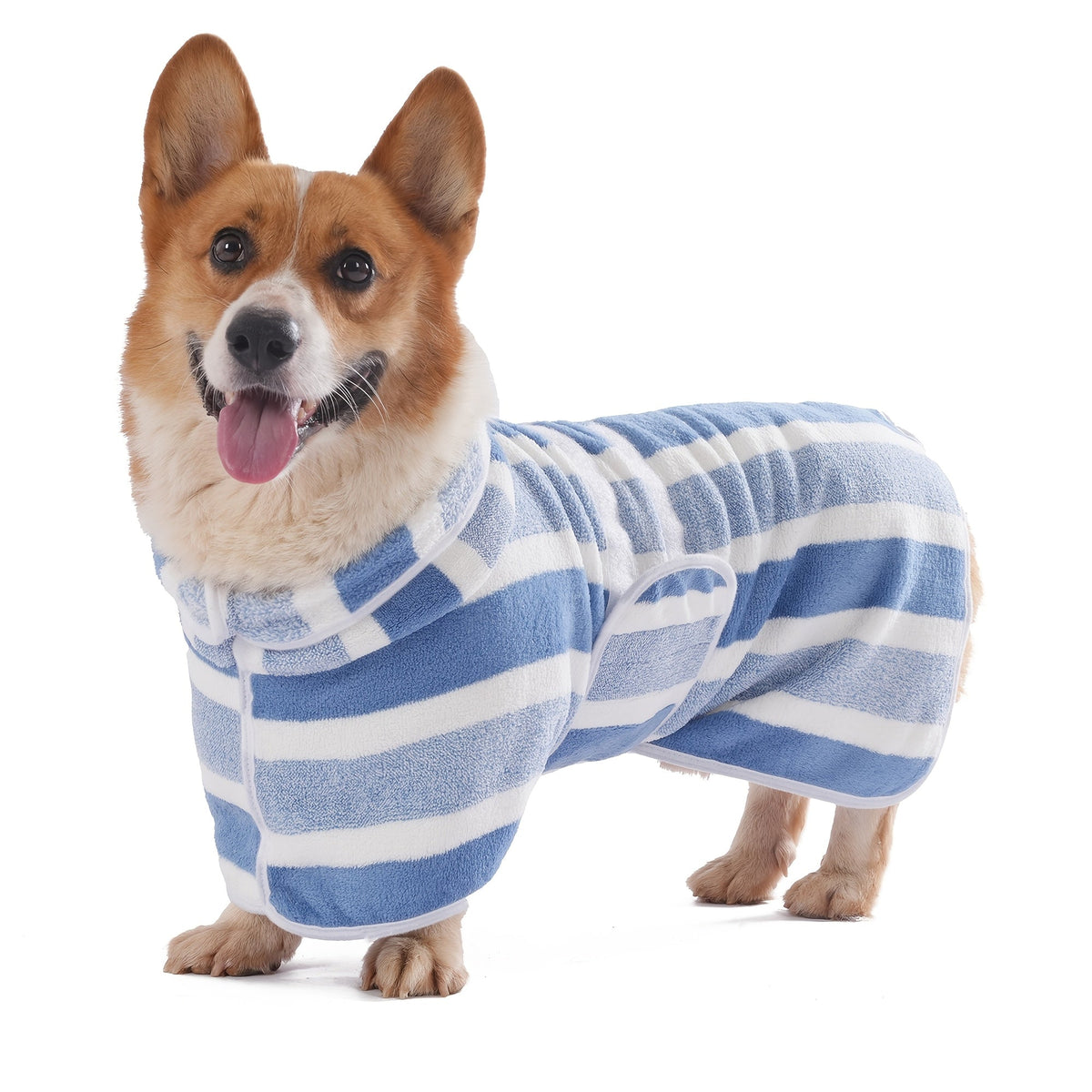 Dog Bathrobe Quick-Dry Super Absorbent Striped Pet Drying Towel Robe – Adjustable Belly Band, Ultra-Soft Microfiber Bath Wrap for Small, Medium & Large Dogs, Multiple Colors, Home & Post-Bath Use