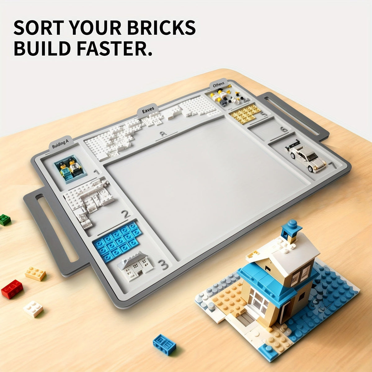 Building Brick Sorting Tray with Numbered Compartments Organizer for LEGO Bricks Sort Label Store Faster Smarter Build Multiple Colors Available