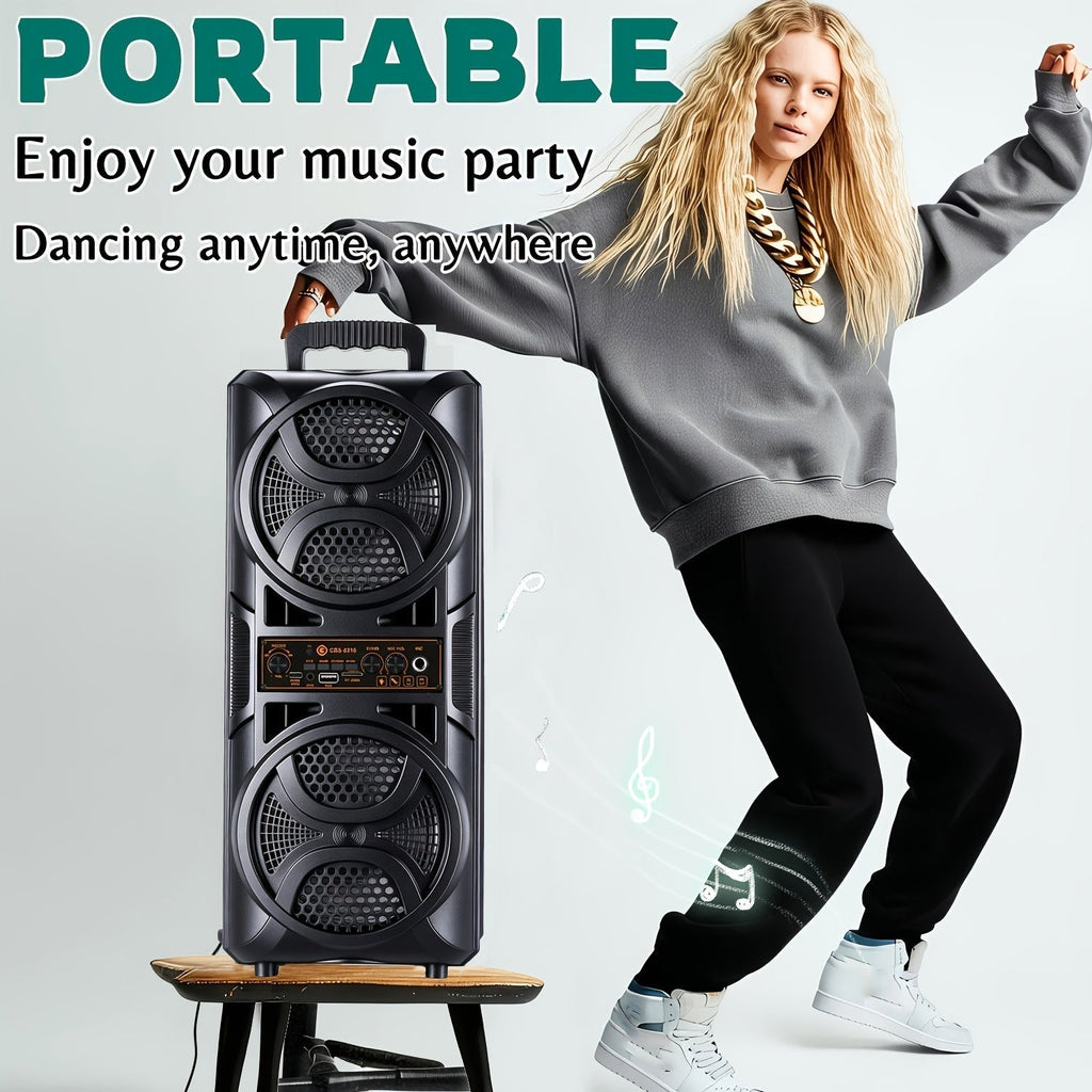 Large Bluetooth Karaoke Party Speaker with Microphone & Subwoofer – LED Light Show, BT/USB/TF/AUX/FM/TWS/EQ, Professional Party Box Speaker for Home & Outdoor Events
