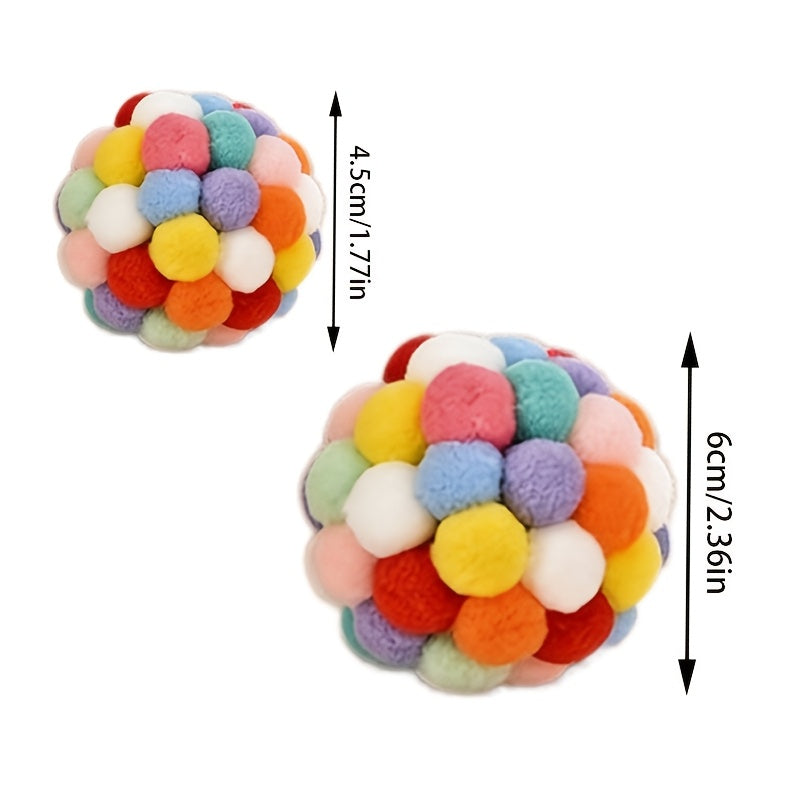 Cat Bell Ball Toy Set 2 or 5 Pack – Elastic Jingle Ball Self-Amusement Teething Toys for Indoor Cats & Kittens, Lightweight No-Battery Chase Balls in Random Colors