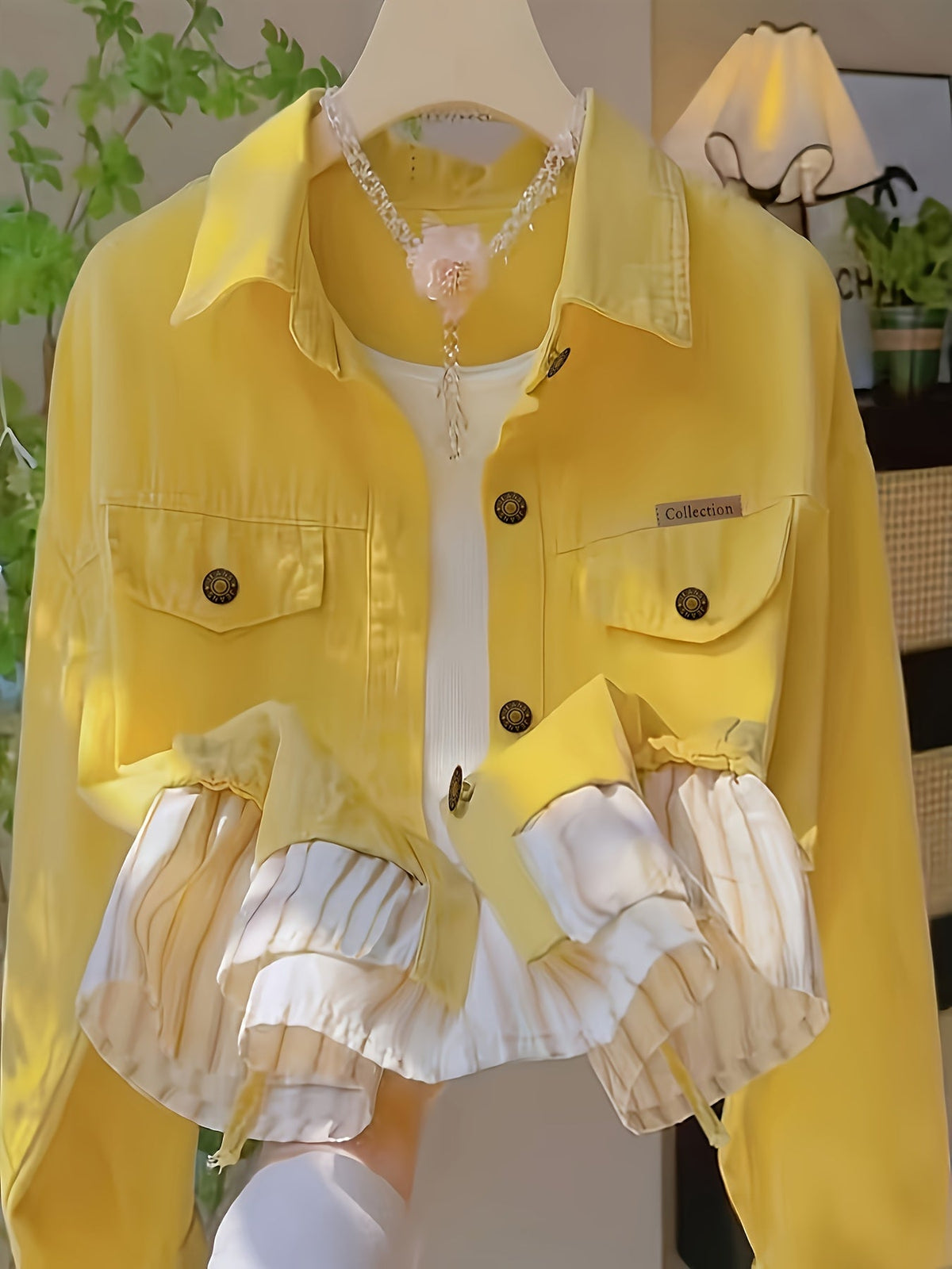 Women's Striped Patchwork Top Lapel Collar Chic Woven Blouse Spring Fall Fashion Shirt Red Yellow Black S-XXL