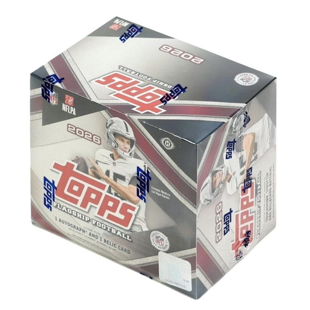 2026 Topps Flagship NFL Football Hobby Jumbo Box – 1 Auto + 1 Relic Guaranteed, 10 Packs 40 Cards Each, Mahomes Brady Rookies Inserts, Victory Ink Autos – Factory Sealed Premium Collector Box