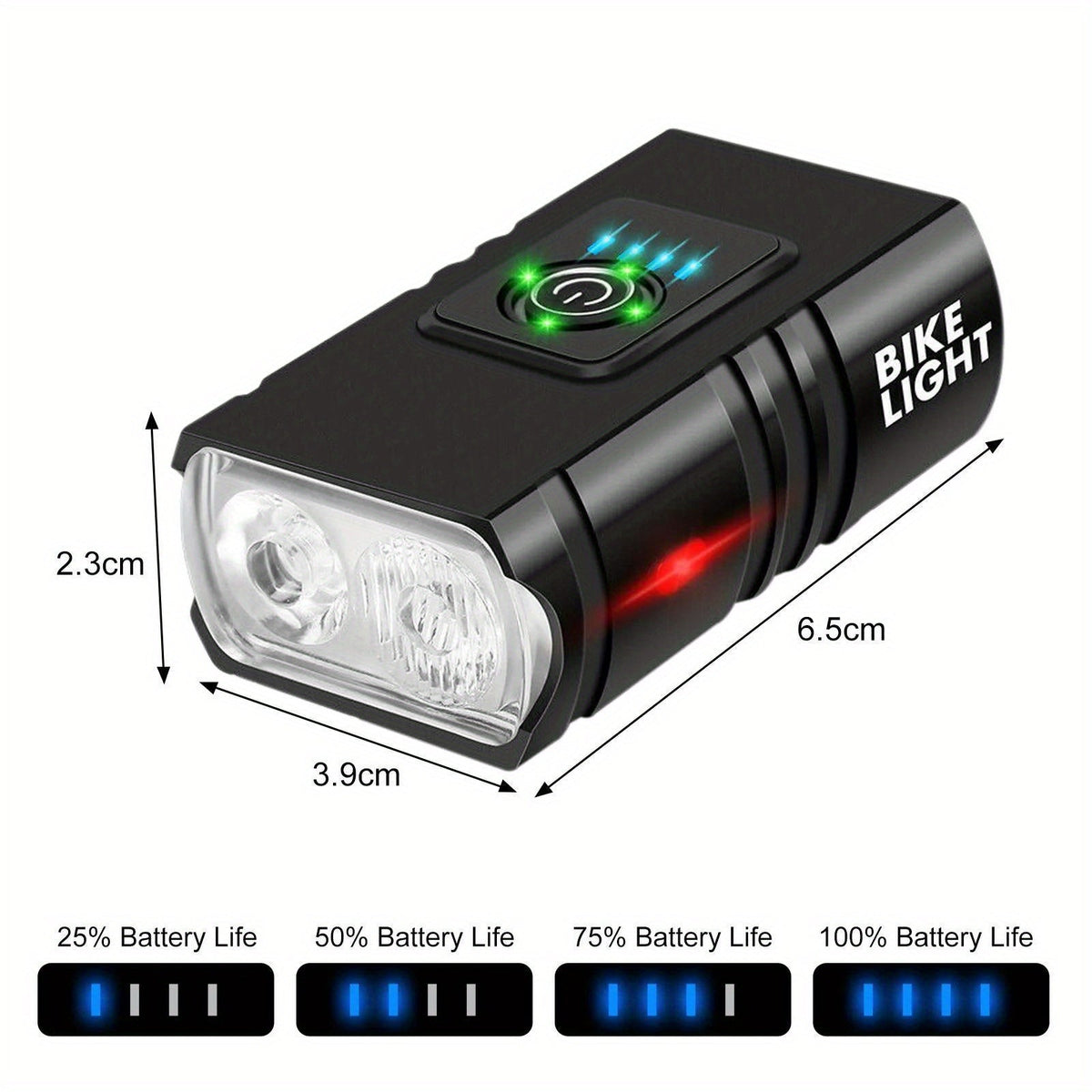USB Rechargeable LED Bike Light Set with Whistle – 1500 Lumen 6+4 Modes Front & Rear Bicycle Lights, Power Display, Portable Safe Night Cycling Headlight & Taillight