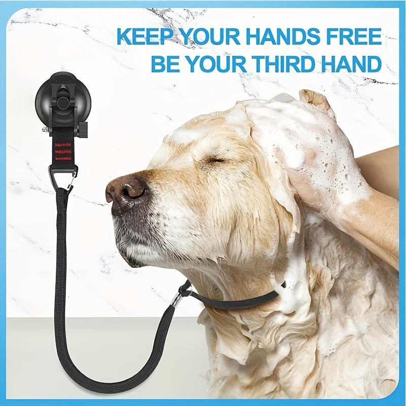 Dog Bath Tether with Heavy-Duty Suction Cup – Adjustable Grooming Restraint Leash for Bathtub, Shower & Grooming Table, Keeps Pets Still During Washing, Nylon Tow Rope for Dogs & Cats, 3 Colors