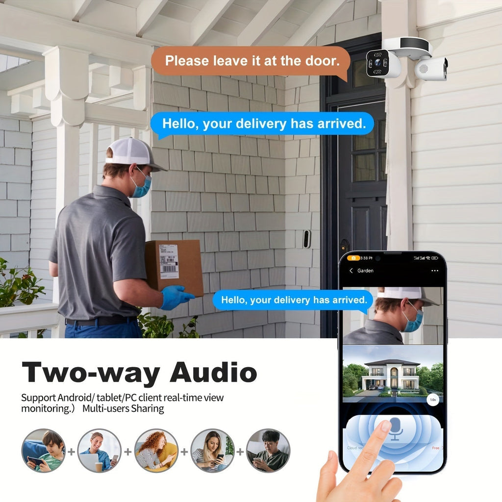 Dual Lens PTZ Security Camera Outdoor WiFi – 360° Pan Tilt Zoom 5MP, 10x Electric Zoom, Motion Detection, Two-Way Audio, Siren Alarm, Color Night Vision, App Control, Home Surveillance Camera