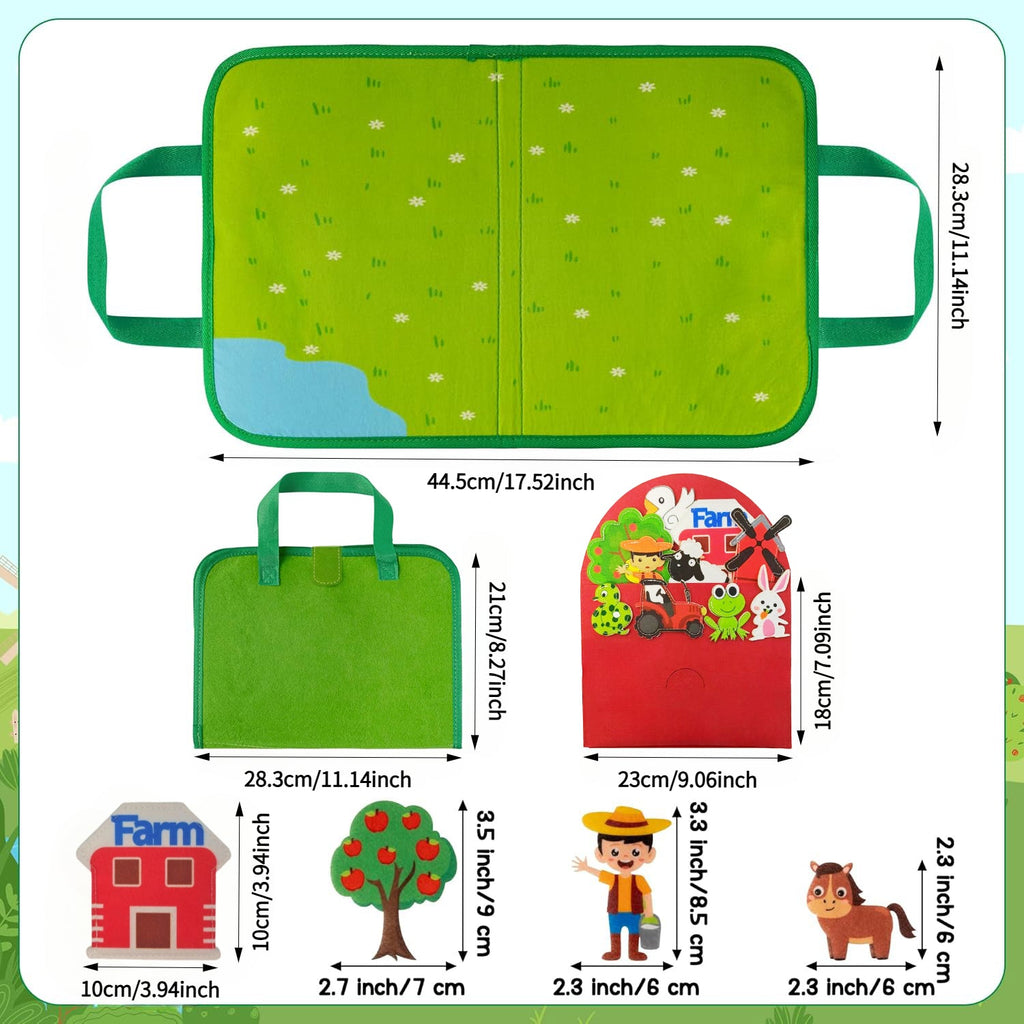 Busy Book for Toddlers – Felt Busy Board Sensory Learning Toy Gift Bag, Animals of the World & Farm Styles, Infant Early Education Activity Book, Travel Toy for Airplane Car, Gift for Boys Girls Ages 1 2 3+