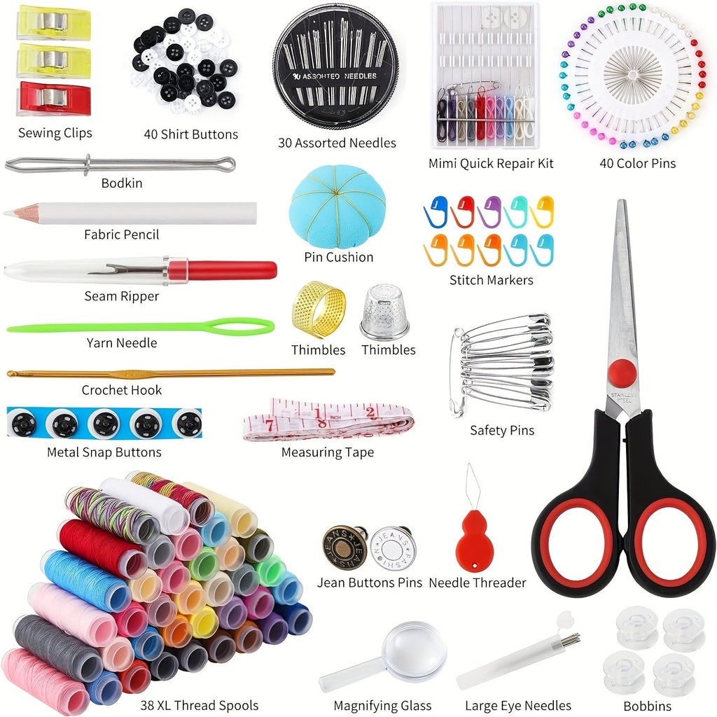 Sewing Kit 269pcs Complete Gift Set with Portable Case – Includes Thread, Needles, Scissors, Tape Measure & Pins – Perfect Sewing Supplies for Beginners, Travelers, Grandma, Mom & Friends