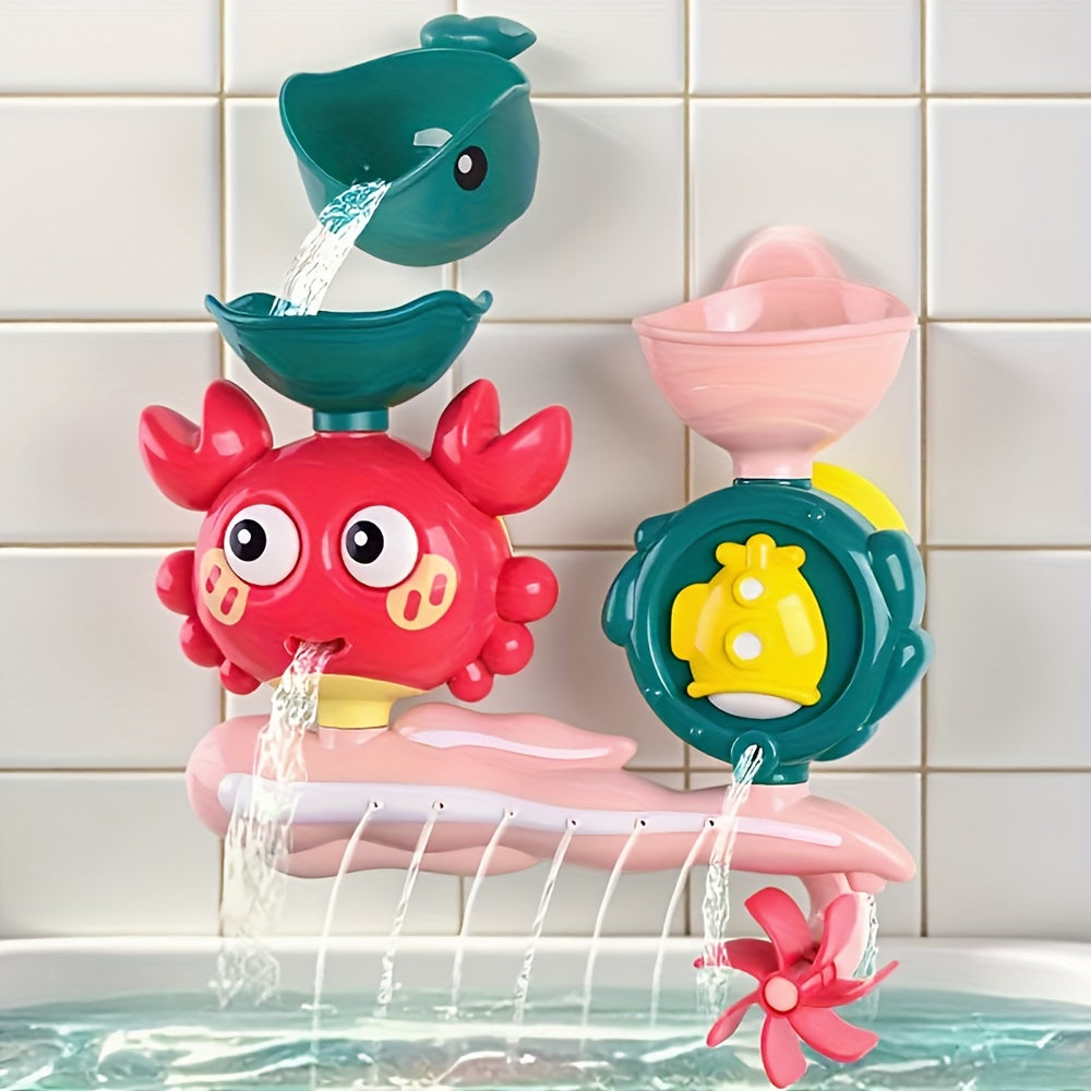 Kids Suction Cup Bath Toy Set – Interactive ABS Colorful Stacking Toys for Toddlers, Motor Skills & Sensory Play, Bathtub Toy Gift for Boys & Girls (Green / Red)
