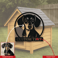 Custom Pet Portrait Metal Wall Art - Personalized Dog Memorial Black and White Silhouette Hand-Drawn Circular Iron Wall Decor, Pet Remembrance Gift, Minimalist Home Display, 6 Sizes 12"-24"