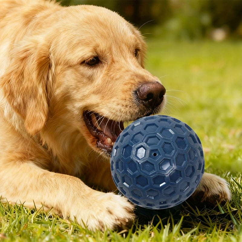 Squeaky Dog Toy Ball for Large Dogs - Super Tough Rubber Bite-Resistant Teeth Cleaning Chew Ball, Interactive Food Leaking Puzzle Toy, Durable Teething & Squeaker Ball for Aggressive Chewers