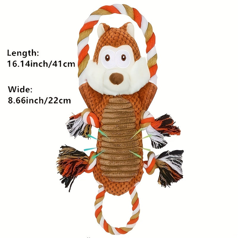 Interactive Squeaky Monkey Dog Toy with Pull Rope Soft Plush Chew Tug Toy for Large and Small Dogs Anxiety Relief Built-In Squeaker and Whistle Best Gift for Dog Owners