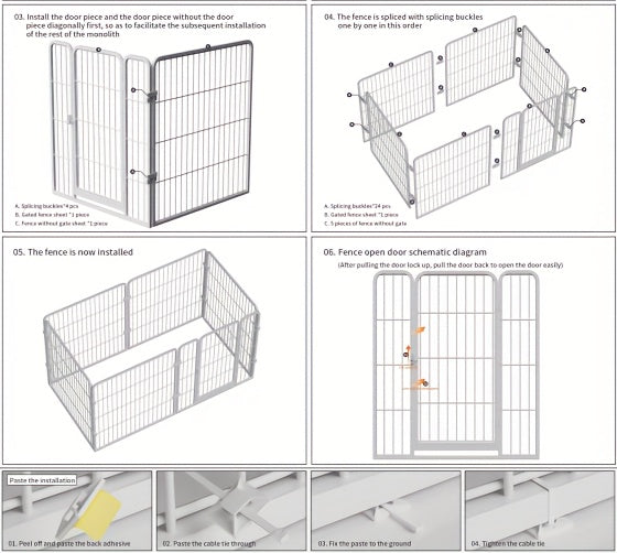 Stainless Steel Indoor Dog Enclosure – Multi-Functional Pet Pen with Resting, Play & Potty Training Zones for Small & Medium Dogs, Pre-Assembled Easy Setup, Black or White