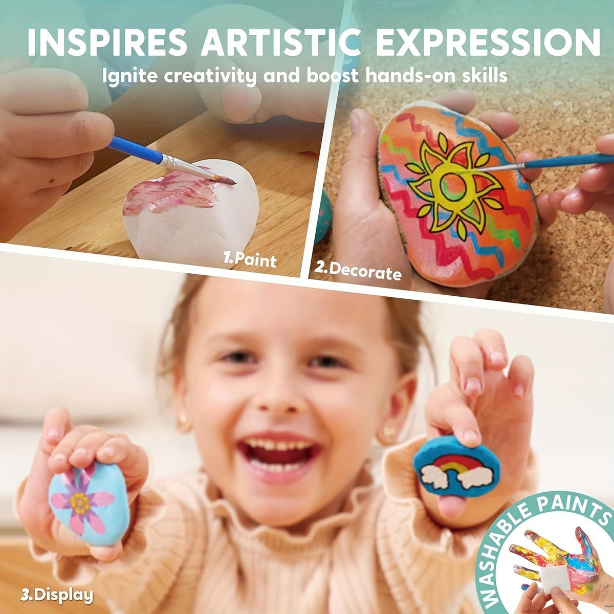 Glow in the Dark Stone Painting Kit for Kids – Creative DIY Rock Art & Craft Set, Graffiti Painting Toy, Outdoor Activity Gift for Boys and Girls Birthday Parties