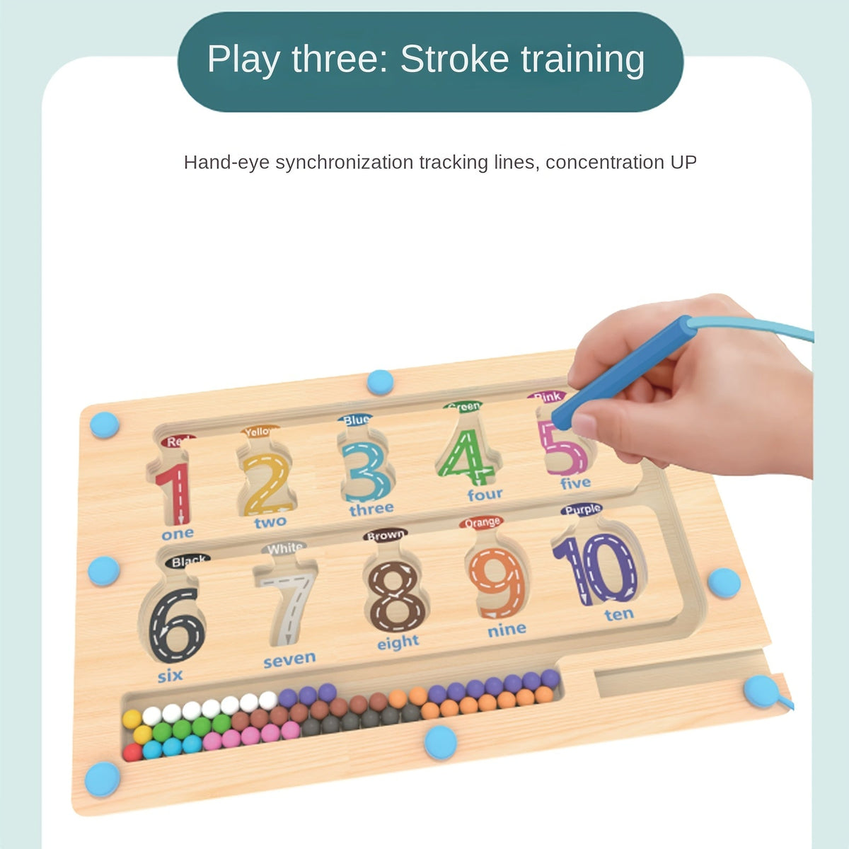Magnetic Wooden Maze Toy for Kids Color Number Learning Fine Motor Skills Development Educational Puzzle Game Architecture Theme Birthday Halloween Christmas Gift Ages 3+