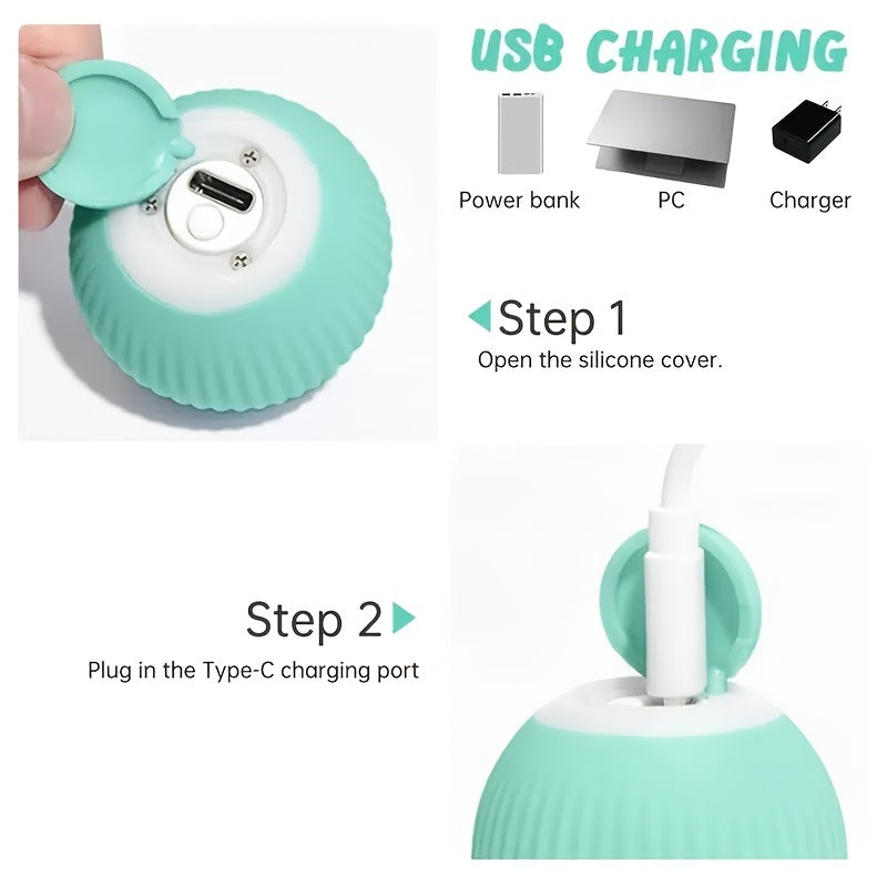 Smart Automatic Rolling Ball Cat Toy – 150mAh Rechargeable Battery, Self-Moving Interactive Ball for Hours of Indoor Cat Play & Exercise, Electronic Kitten Toy
