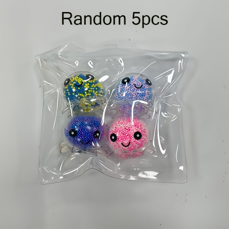 Cute Octopus Squishy Stress Relief Balls Colorful Bead Filled Sensory Squeeze Toys for Kids Adults Halloween Christmas Thanksgiving Stocking Stuffers Party Favors Random Colors 3 or 5 Pack