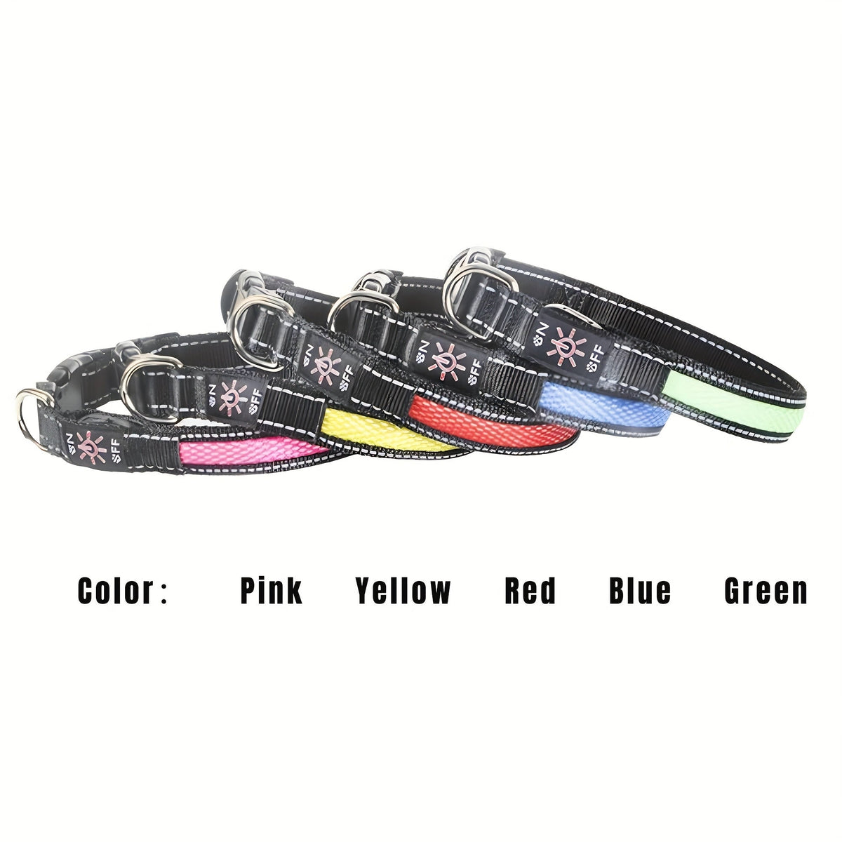 LED Dog Collar USB Rechargeable Soft Mesh – Adjustable Light Up Safety Collar for Small Medium Large Dogs, 5 Colors Blue Green Pink Red Yellow, Sizes XS to XL for Night Walking