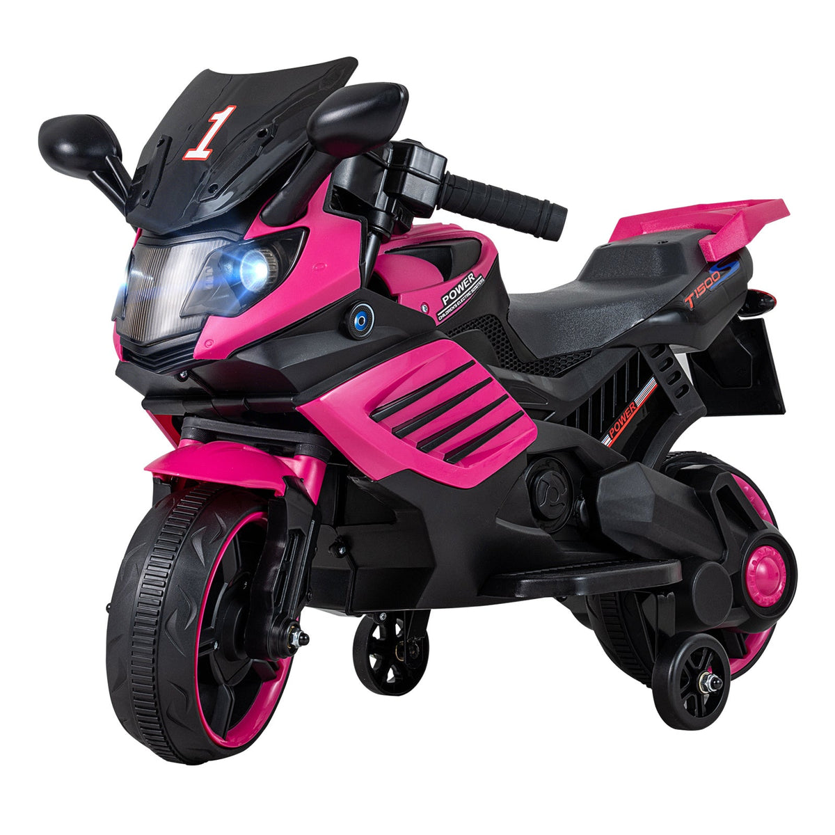 6V Kids Ride On Motorcycle Electric Motorbike with Detachable Training Wheels LED Headlights Music Anti-Skid Wheels Comfortable Saddle Seat Gift for Boys Girls Ages 3 and Up Pink