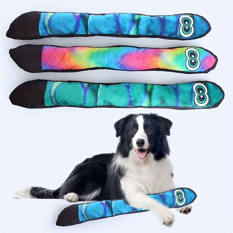 Plush Snake Dog Toy with BB Squeaker & Crinkle Paper - Long Strip Big Eye Design, Bite-Resistant Teeth Grinding, Interactive Chew Toy for Small Medium Large Dogs, Durable Stuffed Pet Toy