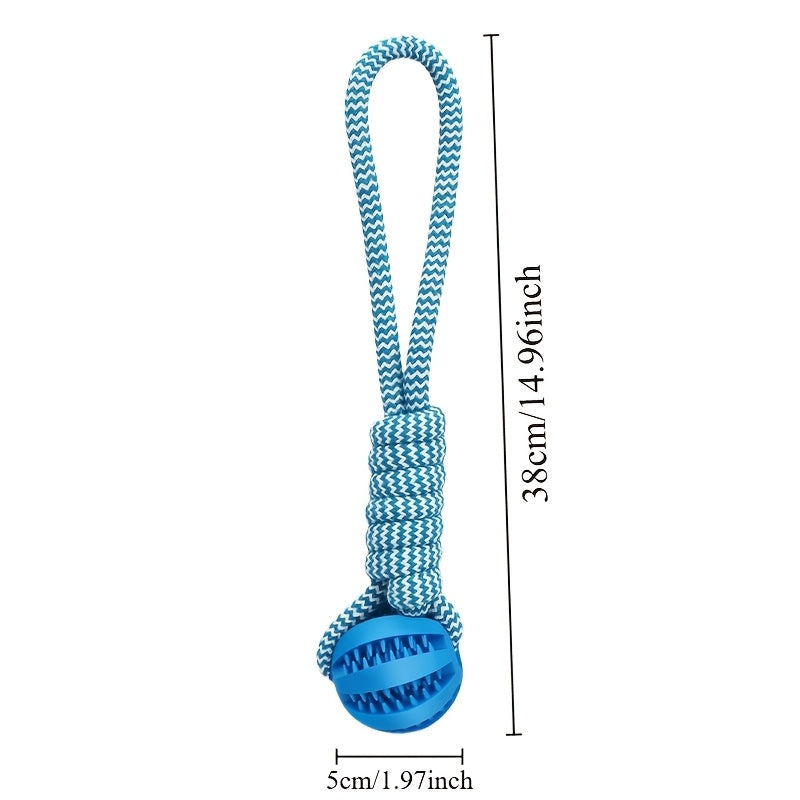 Heavy-Duty Braided Rope Dog Chew Toy with Textured Handle & Interlocked Rope Ball – Power Chewer Teeth Cleaning Tug Toy for Large Dogs, Fetch & Tug-of-War Training, Durable Molar Bone
