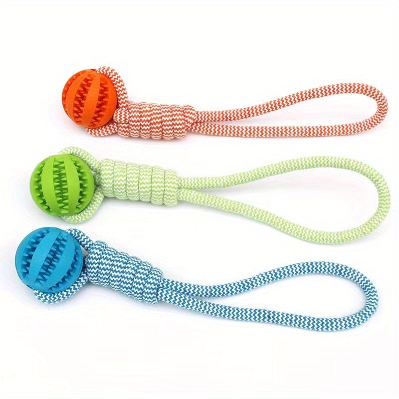 Heavy-Duty Braided Rope Dog Chew Toy with Textured Handle & Interlocked Rope Ball – Power Chewer Teeth Cleaning Tug Toy for Large Dogs, Fetch & Tug-of-War Training, Durable Molar Bone