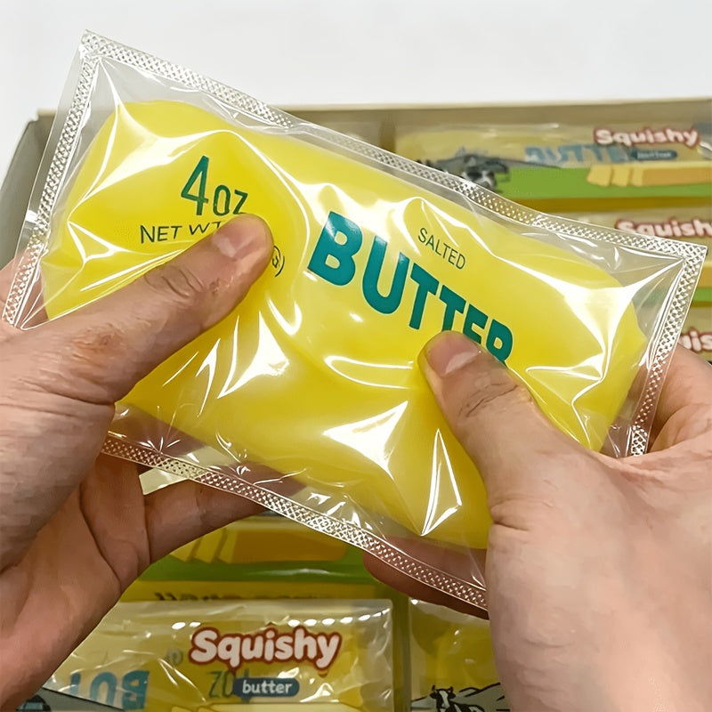 Slow Rising Squishy Toy Butter Bar & Cheese Shape - Moldable Sensory Fidget Squeeze Toy for Kids, Bulk Party Favors, Birthday Gifts, Halloween & Christmas Stocking Stuffers, Cheap Bulk Toys (Random Colors)