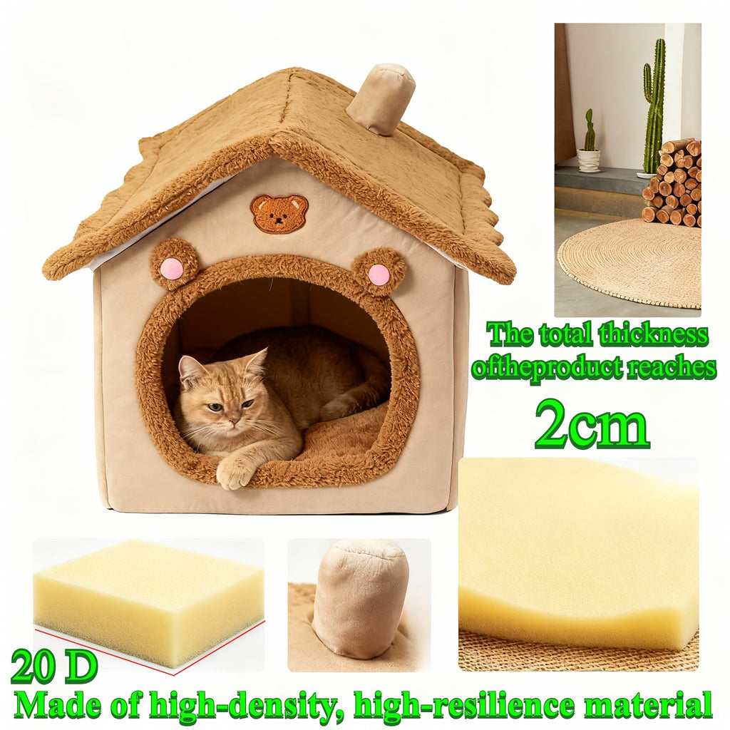 Washable Fluffy Cat Bed - Warm Cozy Pet Nest for Cats & Small Dogs, Machine Washable, Portable, Available in S/M/L for Cats Up to 14kg