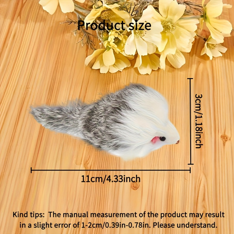 Plush Mouse Cat Toys Set 3 or 5 Pack - Realistic Simulation Long-Haired Mice with Two-Color Plastic Body, Interactive Indoor Cat Play and Exercise Toy for Kittens and Adult Cats