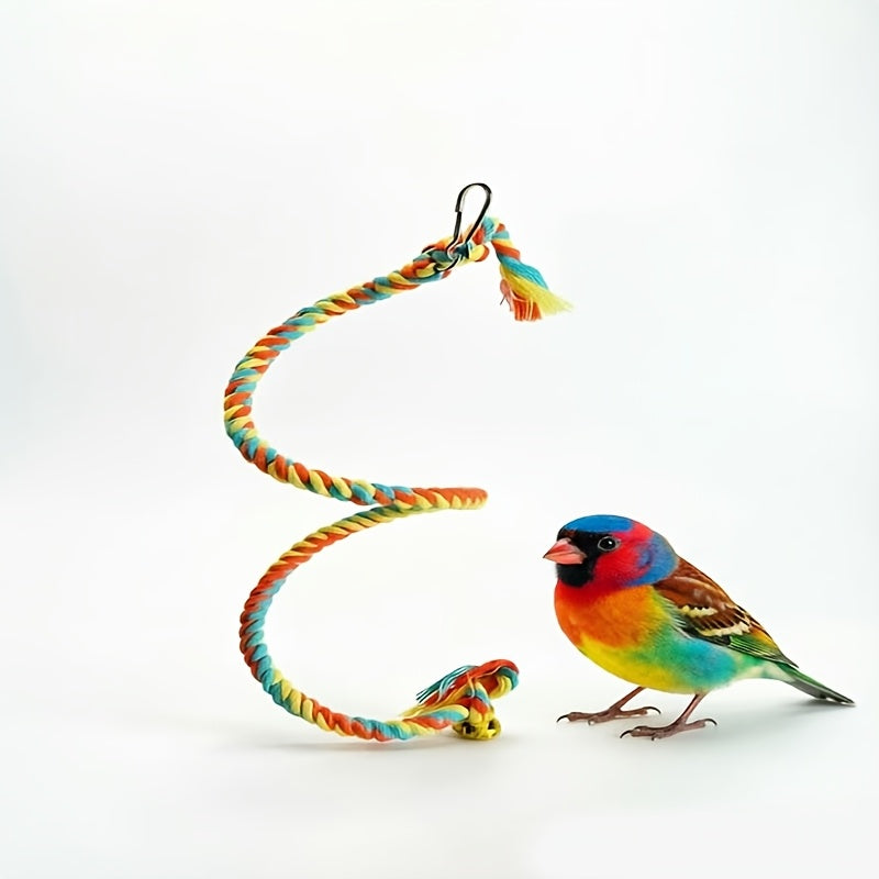 Colorful Parrot Rope Climbing Toy Spinning Beak Grinding Chewing Hanging Toy Bird Cage Decoration for Budgies Cockatiels Conures Lovebirds Random Color