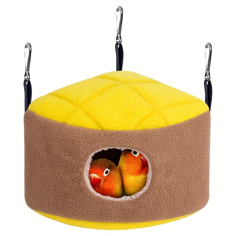 Bird Snuggle Hut Winter Warm Nest for Bird Cage - Cozy Plush Hanging Hideout & Sleep Shelter for Parrots Parakeets Cockatiels Lovebirds - Soft Plush Bird Hammock Hut Cage Accessory