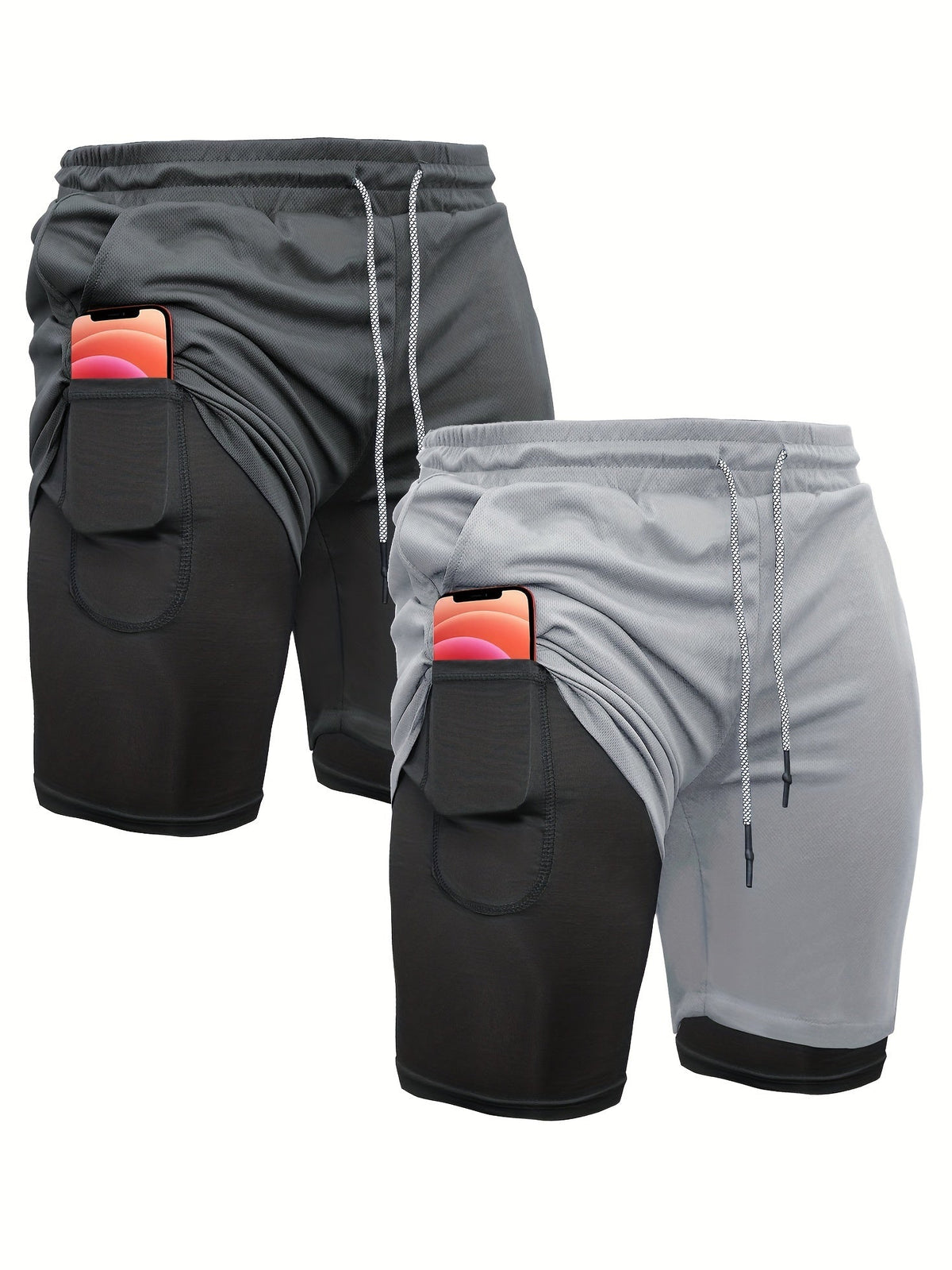 Men's 2-in-1 Running Shorts 7 Inch Quick Dry Compression Liner – Lightweight Athletic Workout Gym Shorts for Men, Polyester Training Shorts for Running Yoga Hiking Outdoor Sports S M L XL XXL