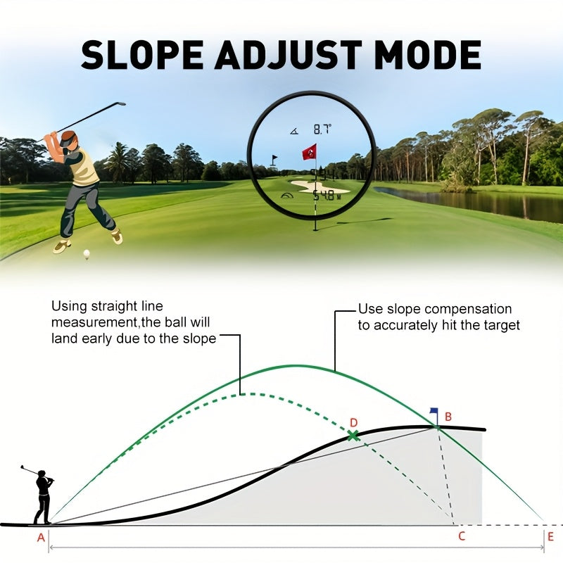 1200 Yard Laser Golf Rangefinder 6X Magnification Slope Switch Pulse Vibration Target Lock Trajectory Compensation Type-C Rechargeable for Golf and Hunting