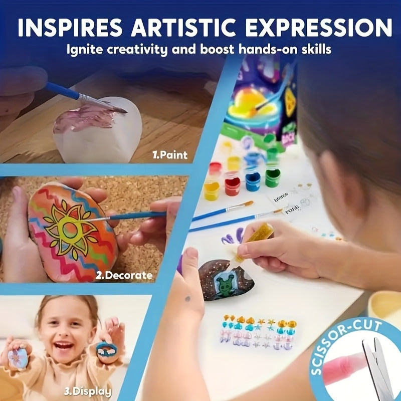 Glow in the Dark Stone Painting Kit for Kids – Creative DIY Rock Art & Craft Set, Graffiti Painting Toy, Outdoor Activity Gift for Boys and Girls Birthday Parties