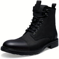 Men's Motorcycle Chukka Boots – Zipper & Lace-Up Genuine Leather Casual Fashion Boots with Non-Slip Sole, Cap Toe, Breathable Cushioned Insole, Black & Brown | Velora