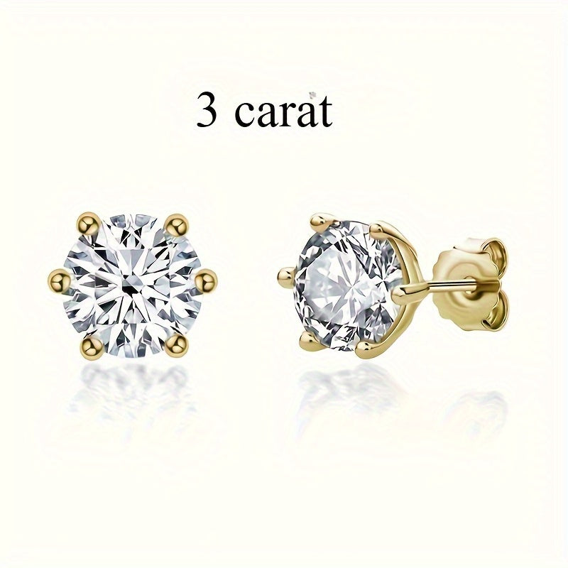Moissanite Stud Earrings 925 Sterling Silver 0.5 1 2 3 Carat Diamond Alternative Earrings for Women Elegant Korean Japanese Style Hypoallergenic Jewelry Gift