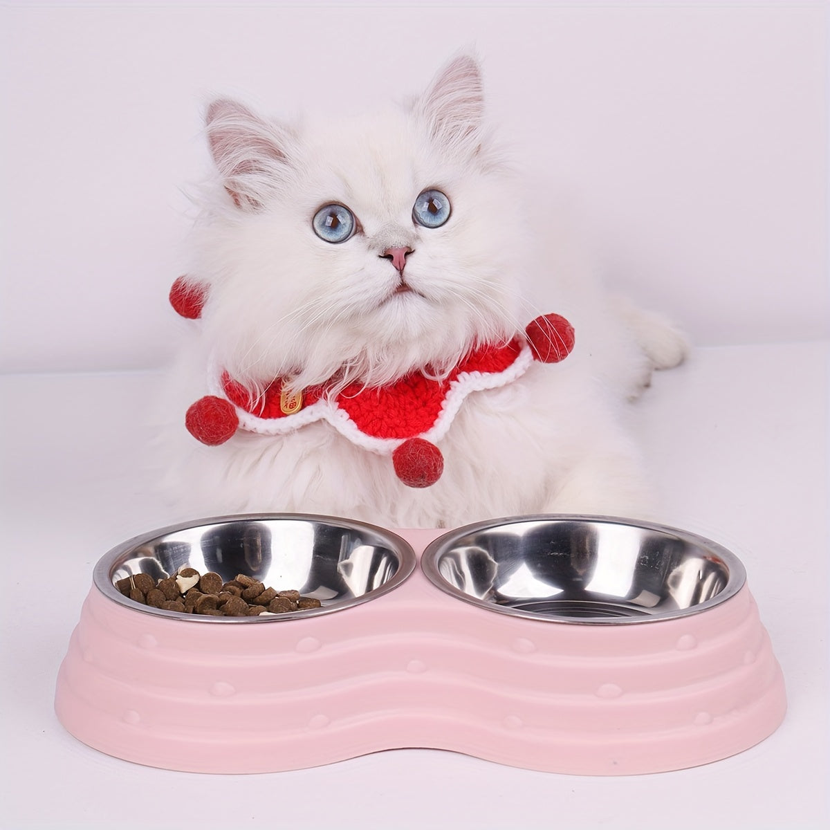 Stainless Steel Double Pet Bowl - Food & Water Dual Bowl Set for Small Medium Large Dogs & Cats, Durable Non-Rust Cat & Dog Food Bowl